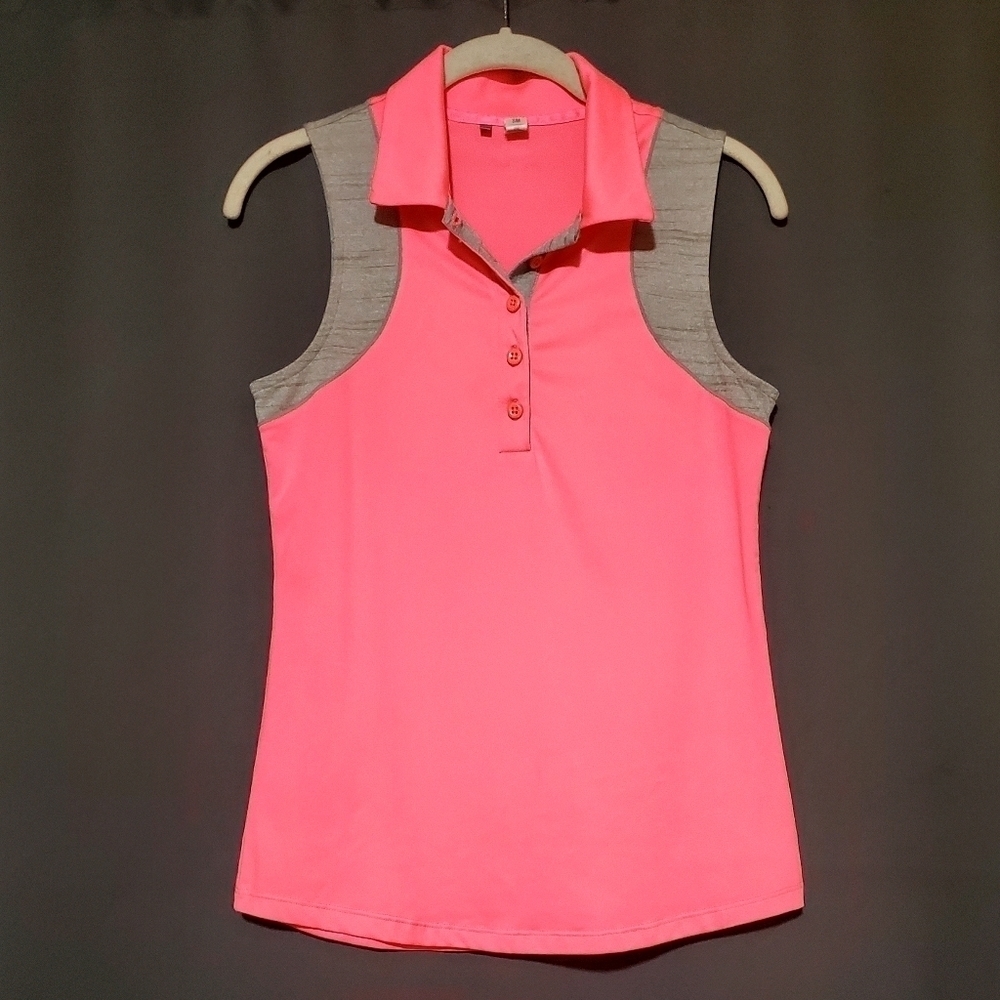 Neon Pink Under Armour Polo Golf Tennis Tank Size Small